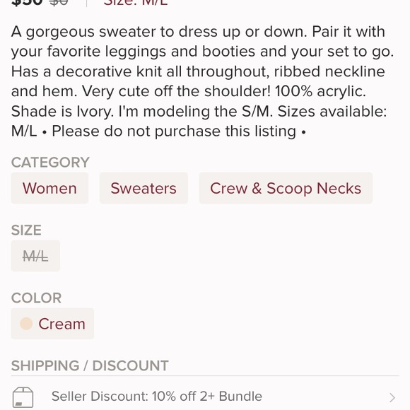 Ivory Decorative Knit Pullover - Picture 5 of 5